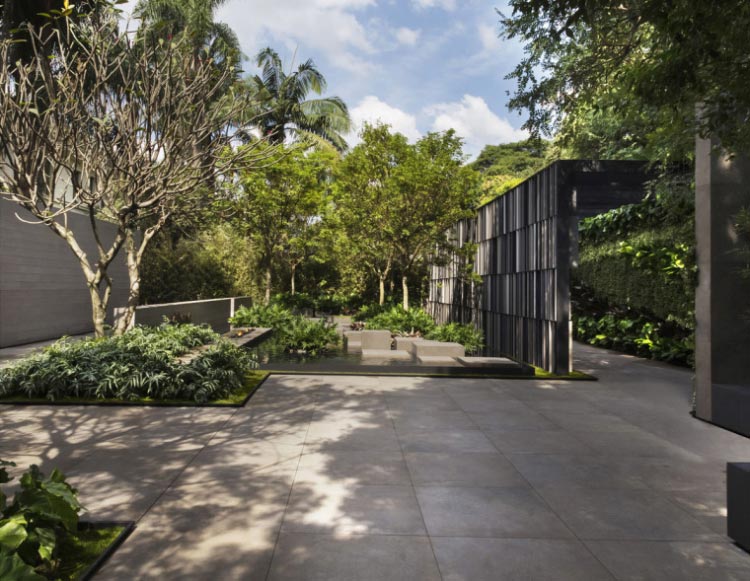 巴西圣保罗现代风别墅花园实景图片案例（1）-成都一方园林绿化公司