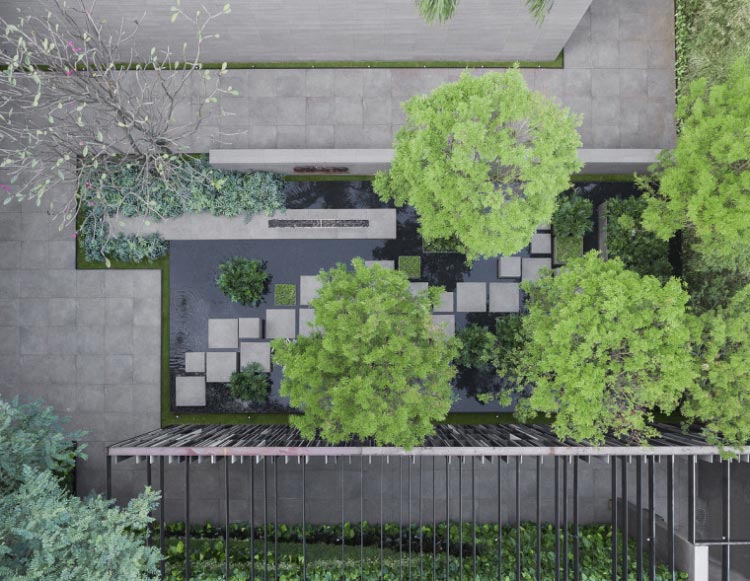 巴西圣保罗现代风别墅花园实景图片案例（7）-成都一方园林绿化公司