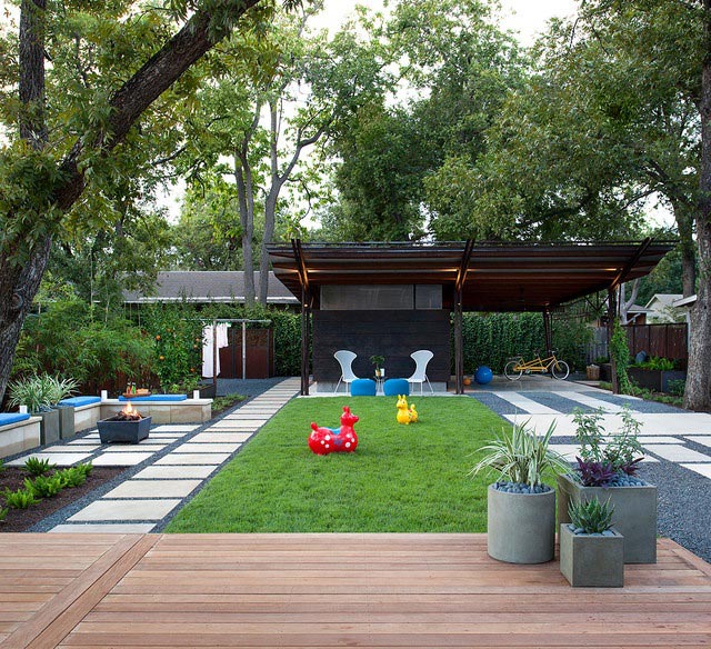 长方形别墅花园设计怎么才好看，12个联排别墅长方形花园设计图片给你灵感