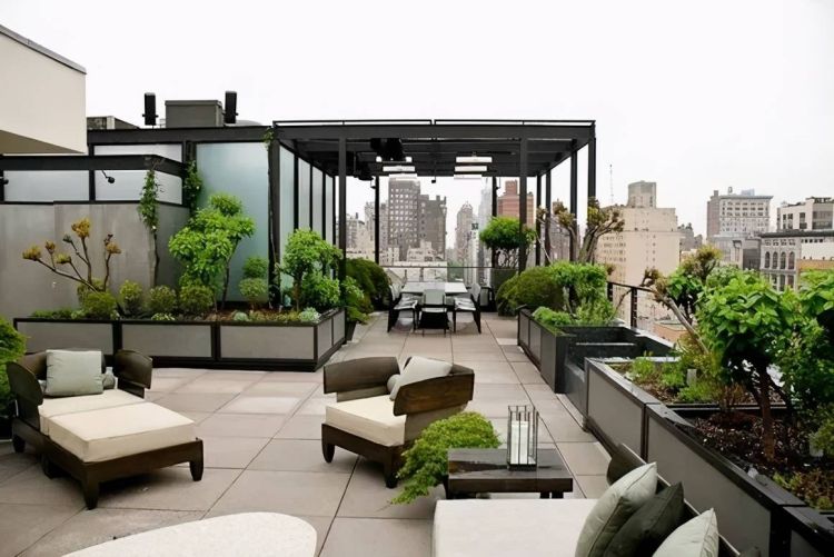 27个楼顶花园设计实景图案例-成都一方园林绿化公司