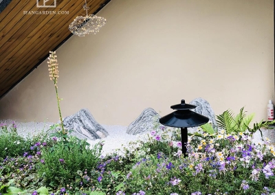 成都城南一号200㎡现代中式风屋顶花园设计施工实景图-成都一方园林绿化公司