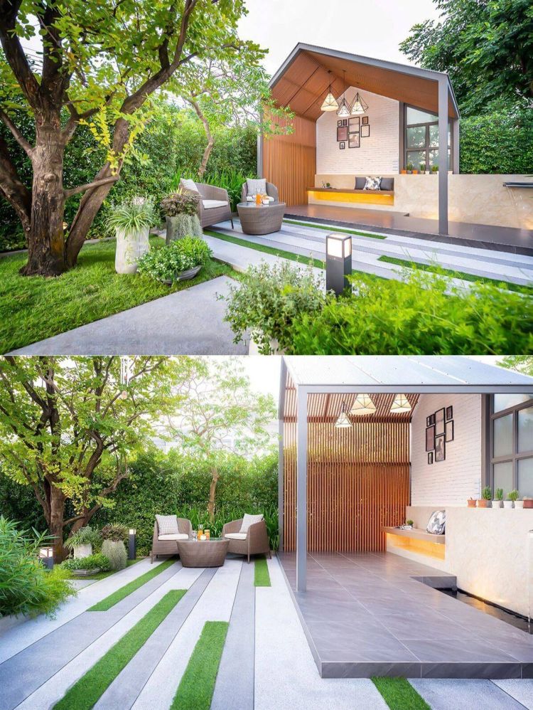 简约时尚现代风别墅庭院花园实景图-成都一方园林设计