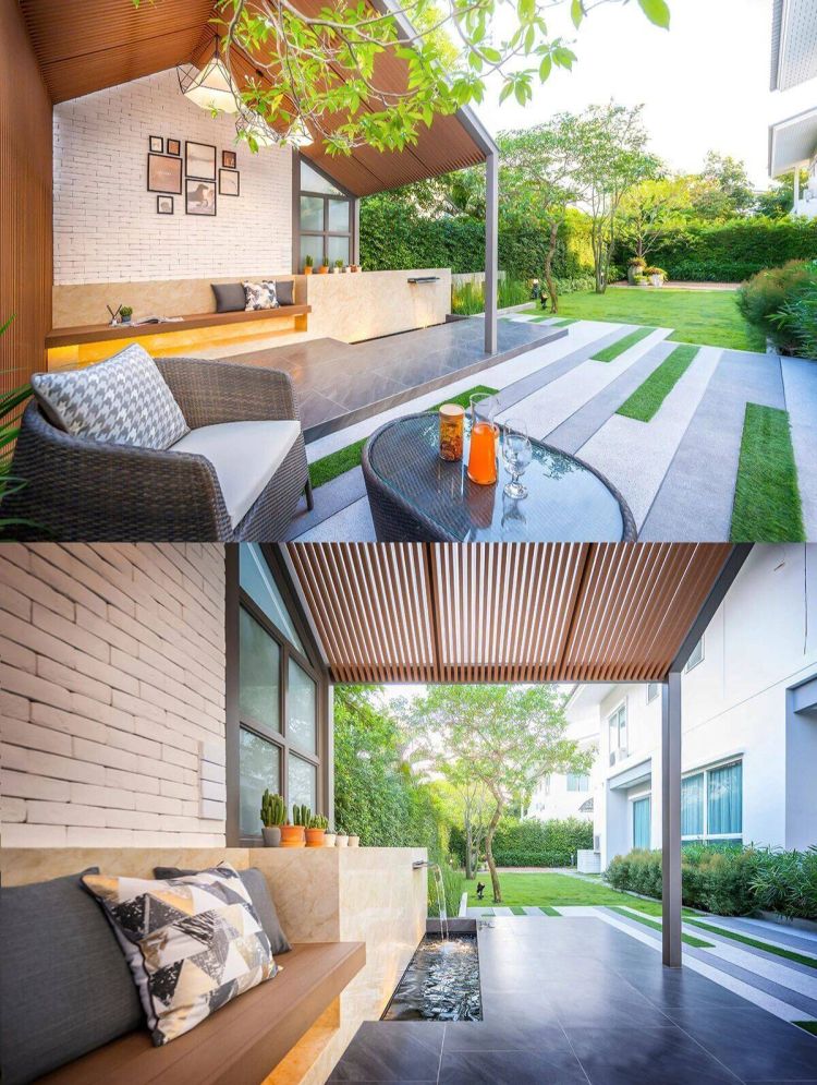 简约时尚现代风别墅庭院花园实景图-成都一方园林设计
